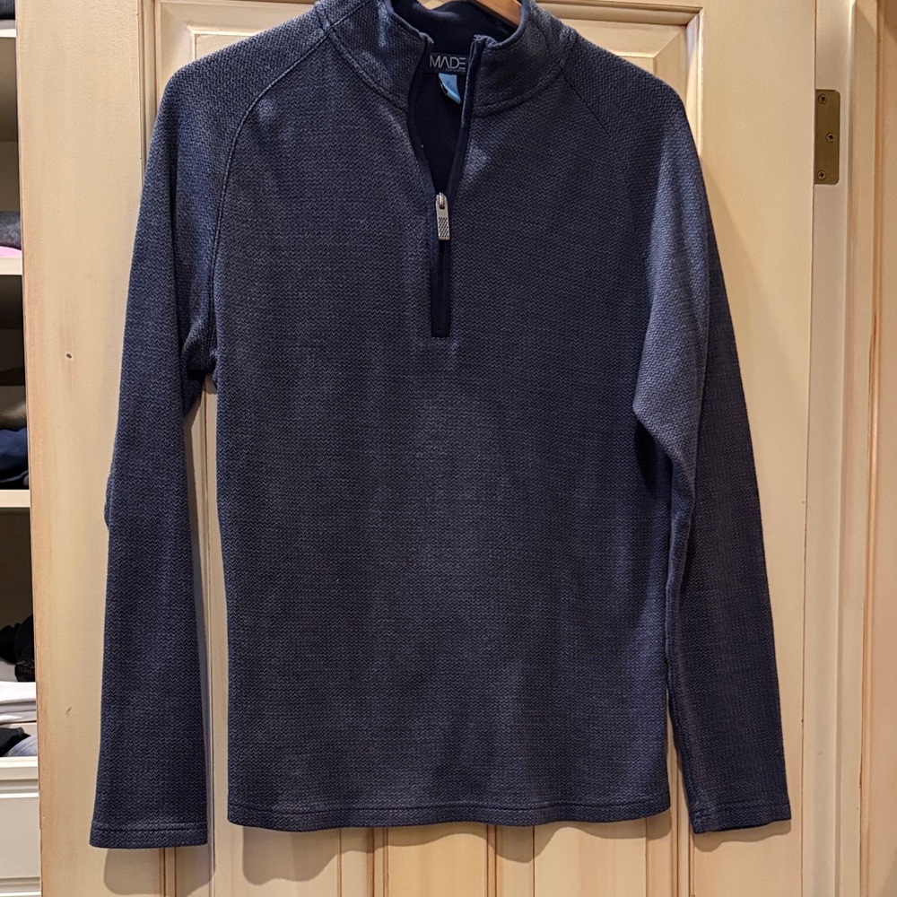 Men's Navy Zip-Up Sweater